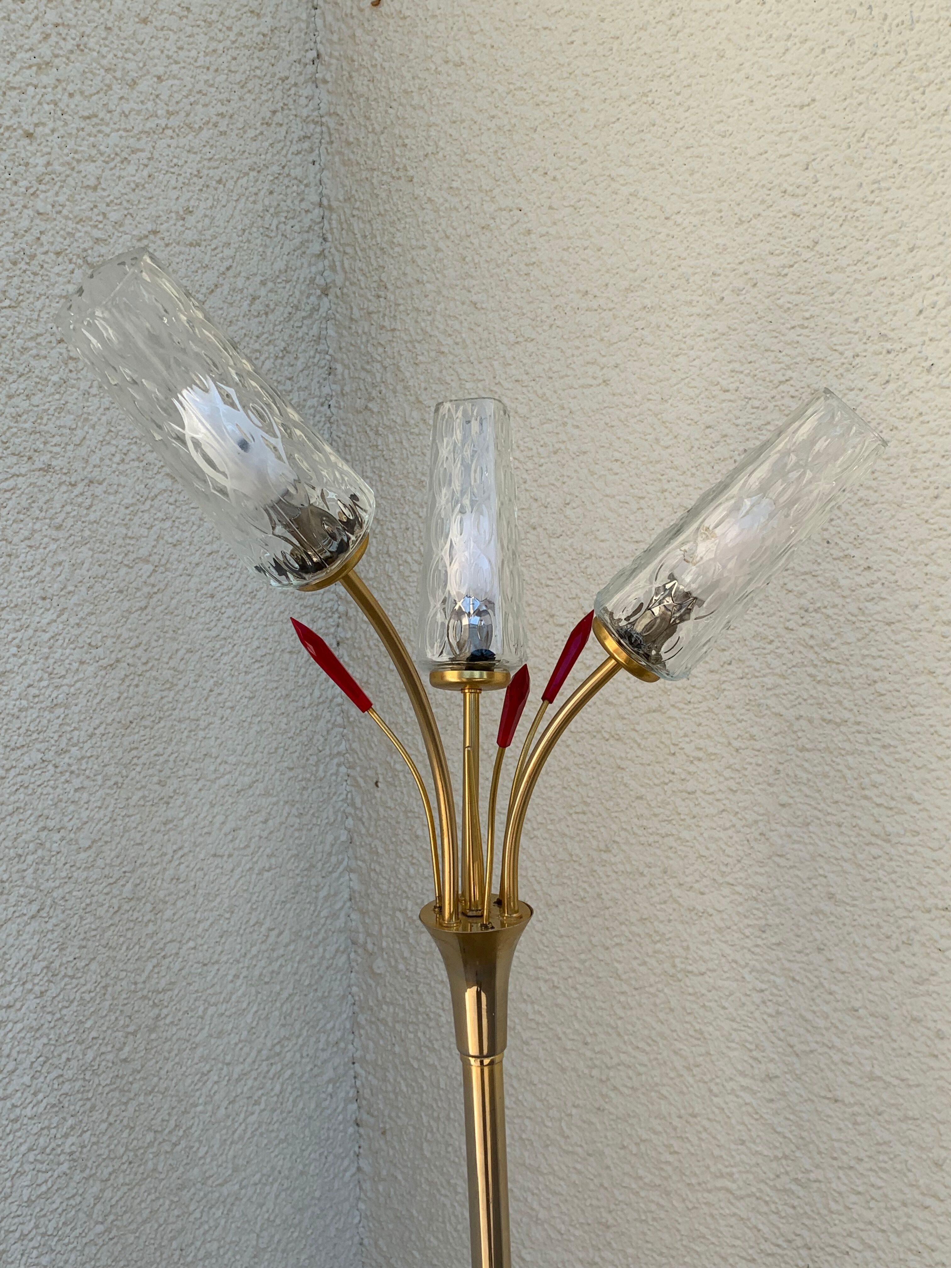 Vintage brass floor lamp with 3 lights, 1960s