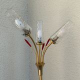 Lampadaire vintage laiton 3 feux 1960
