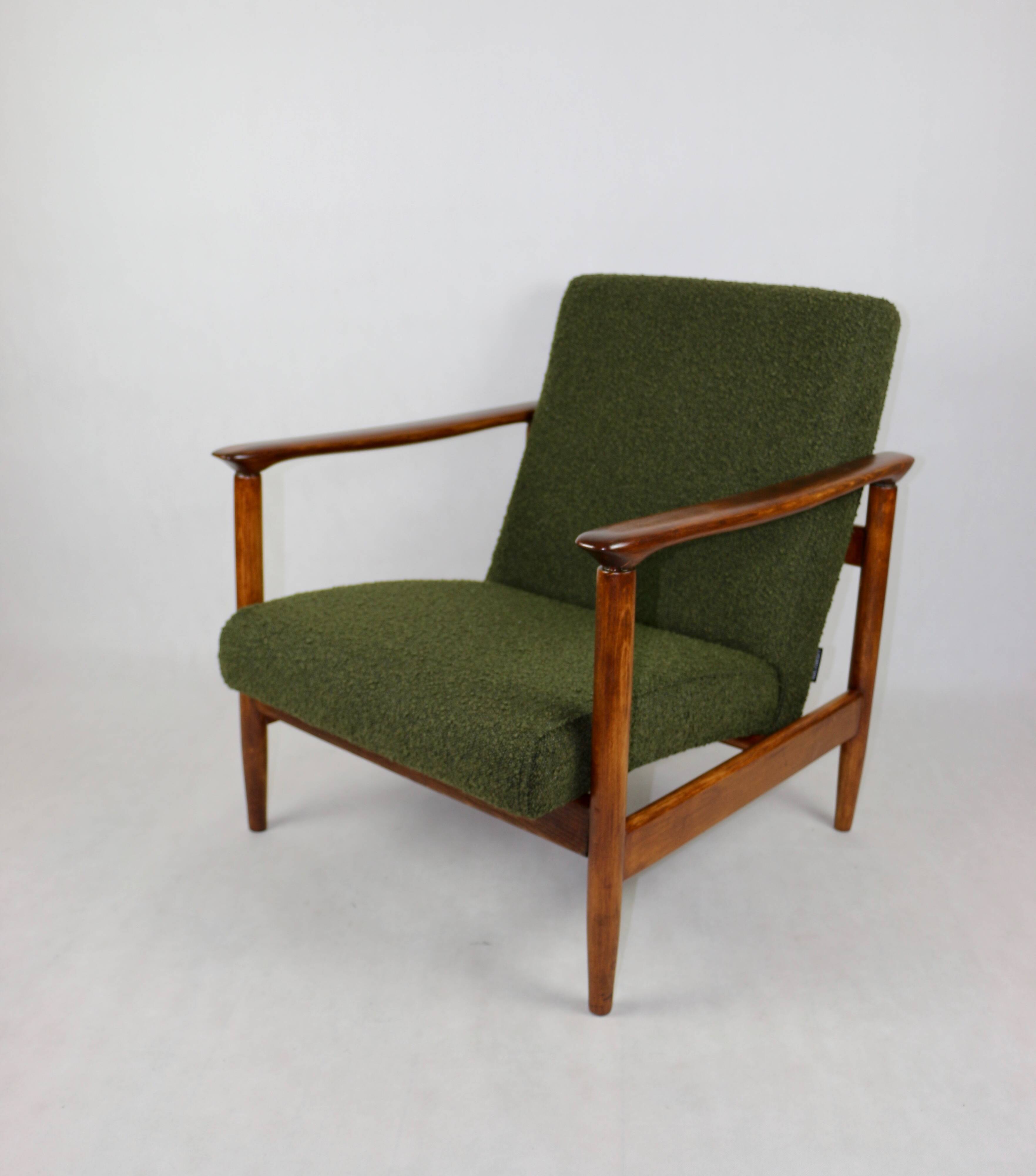 GFM-142 chair in olive boucle, attributed to Edmund Homa, 1970s