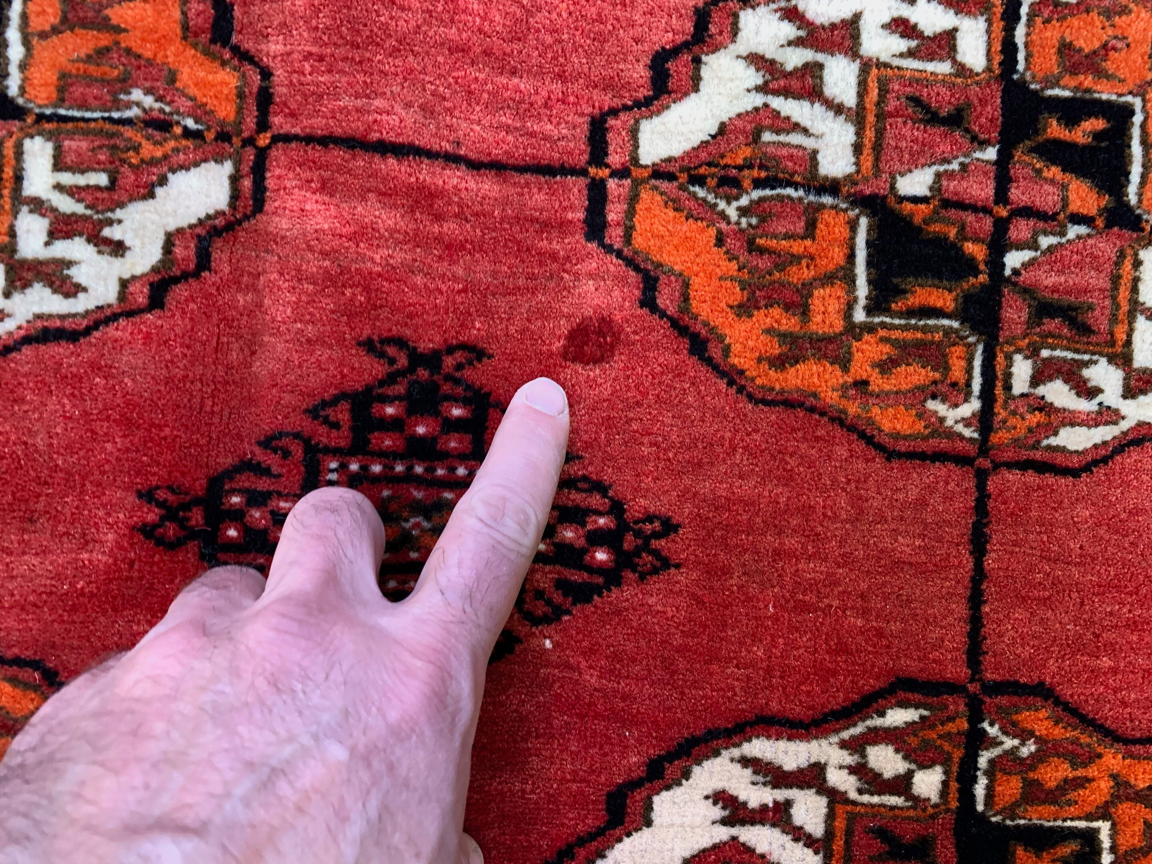 Antique turkmen tekke main carpet, 280x230 cm turkoman bokhara red black beige