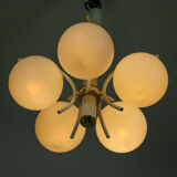 Lustre en laiton à 5 bras du milieu du siècle