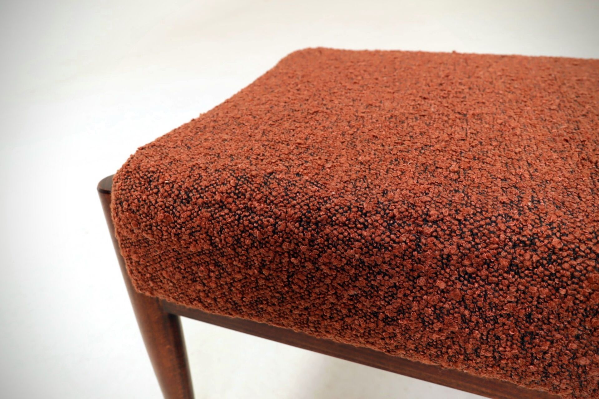 Set of two vintage-style footstools, bouclé cinnamon color
