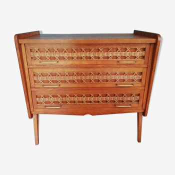 Chest of drawers in rattan feet vintage compass