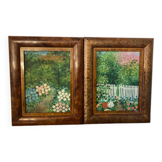 Pair of signed “garden” paintings from 1989