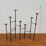 Mid-century brutalist extendable wrought iron floor chandelier, 1960s.