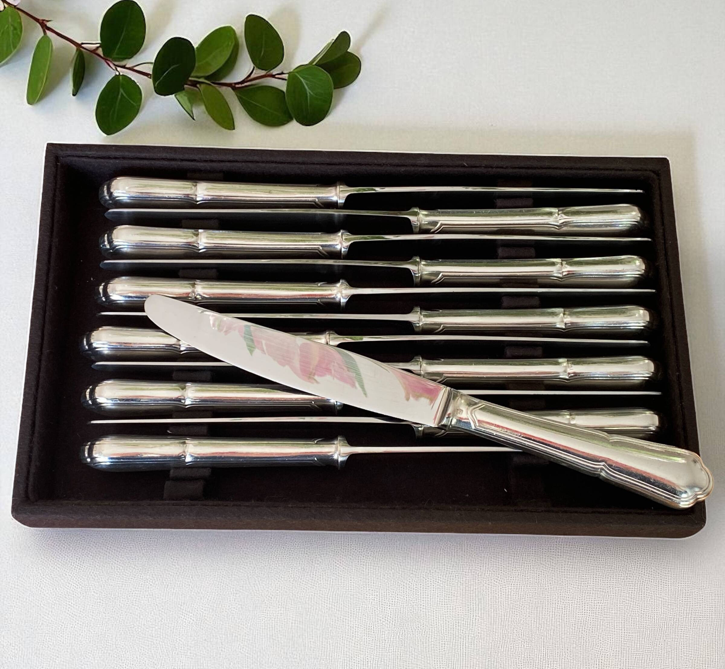 Ercuis 49-piece silver-plated cutlery set with Victoria knives