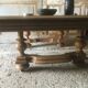 Oak coffee table on wheels