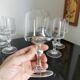 6 diamond-stemmed crystal glasses