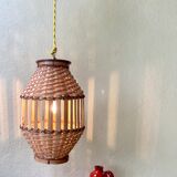 Pendant lamp, fabric cable 2 m, Asian bamboo, 1980