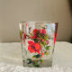 Unique whisky glass with a poppy design, handmade and signed by M.B.