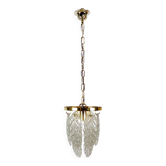 Italian Brass and Murano Glass Ceiling Lamp, 1970s