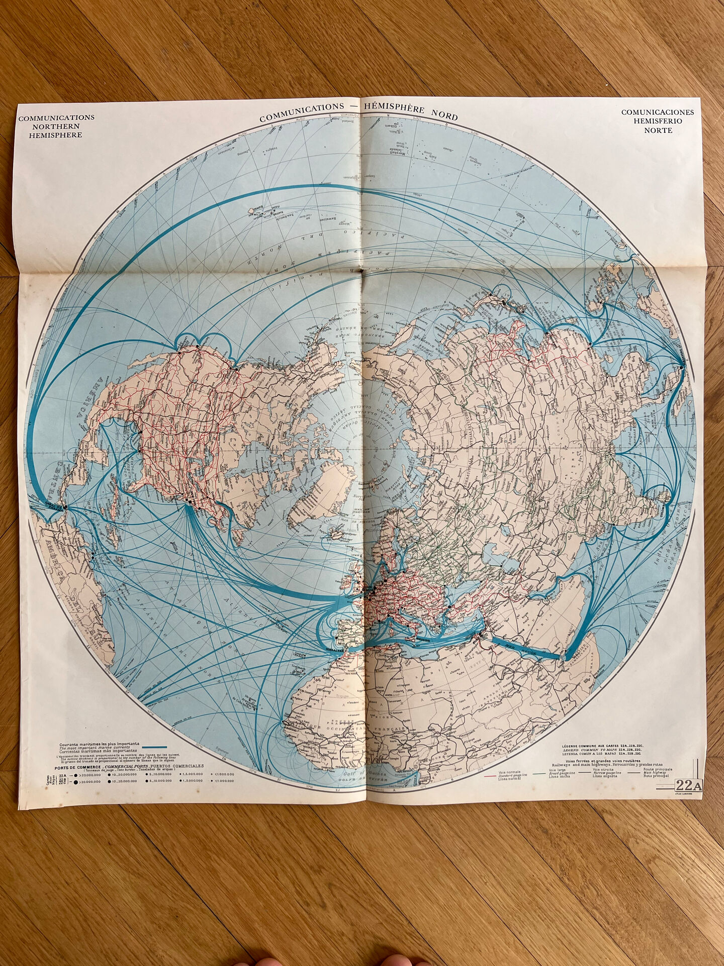 Old map Communications — Northern Hemisphere | Maritime routes & p