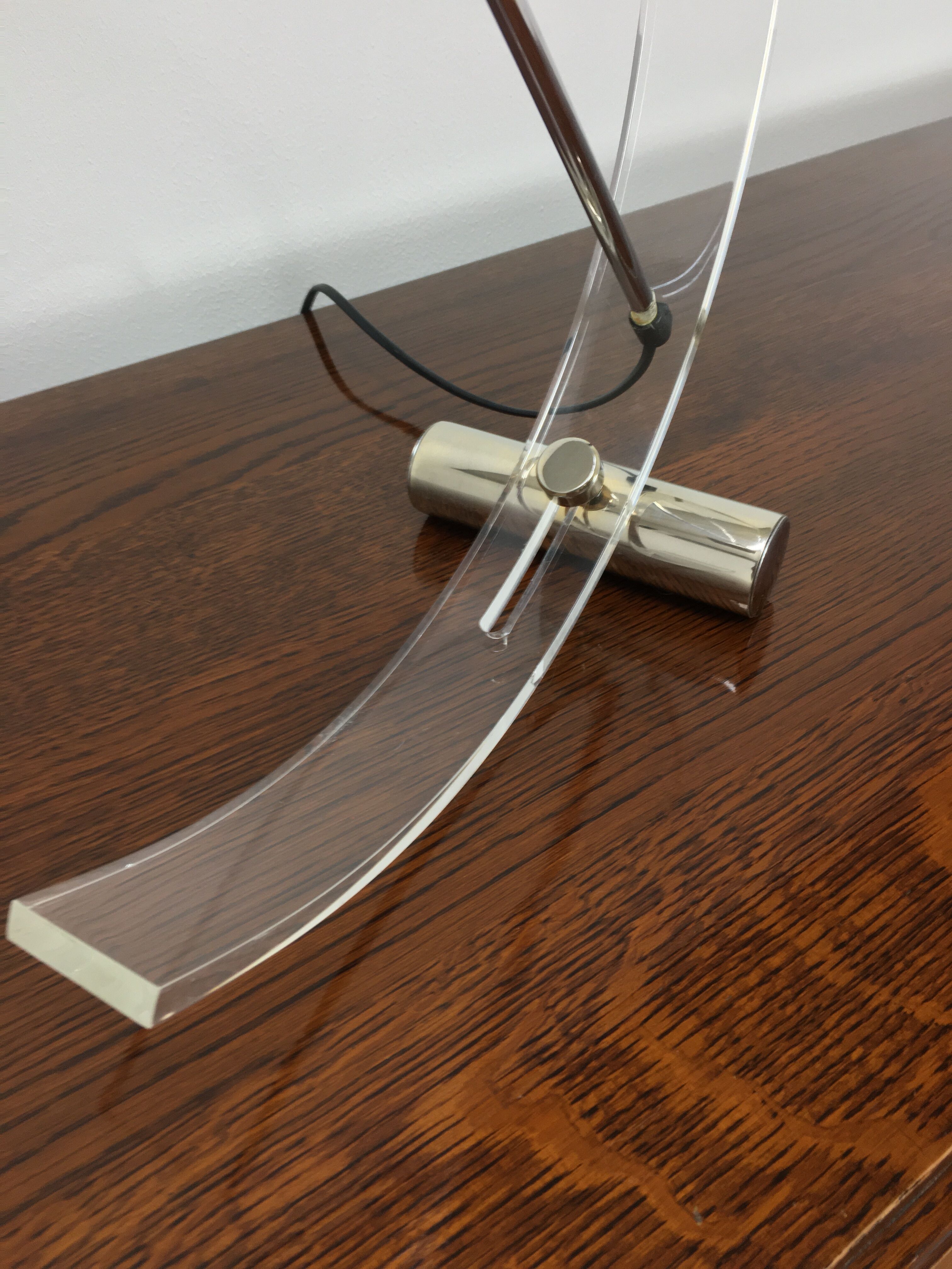 Plexiglas and brass table lamp, Italy 1980