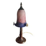 lampe bronze abat jour pate de verre signé eross de france nancy 40x16