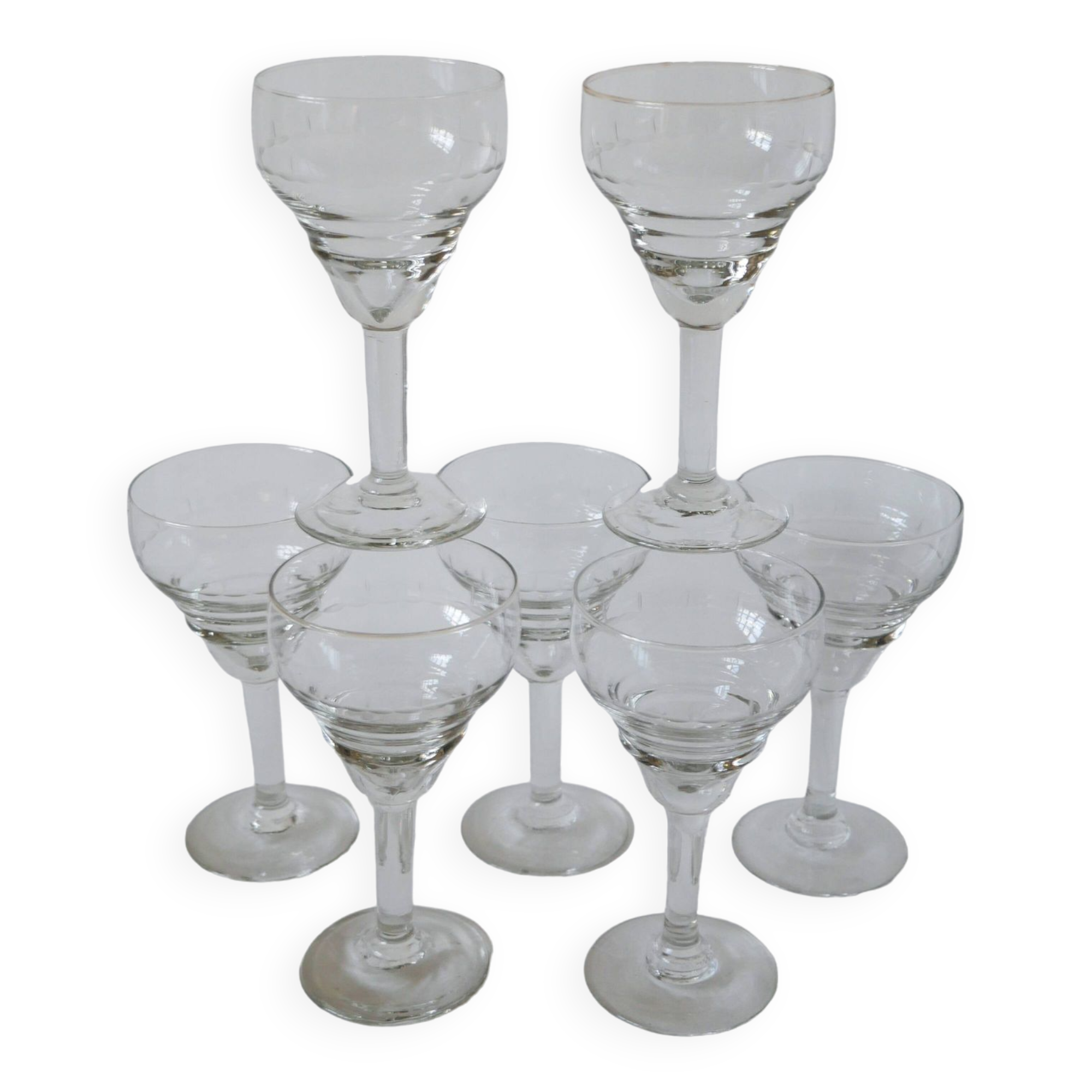 set of 7 large crystal wine glasses engraved 1940 15 x 8 cm