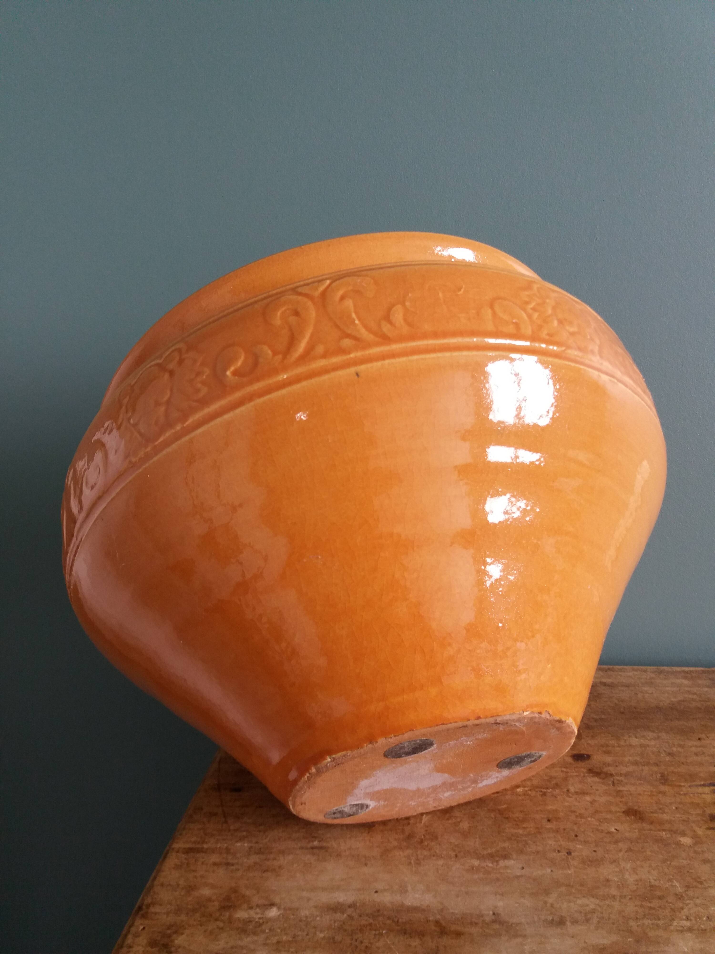 Cache pot, pot de fleurs, jardinière en terre cuite émaillée
