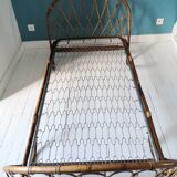 Vintage rattan bamboo bed