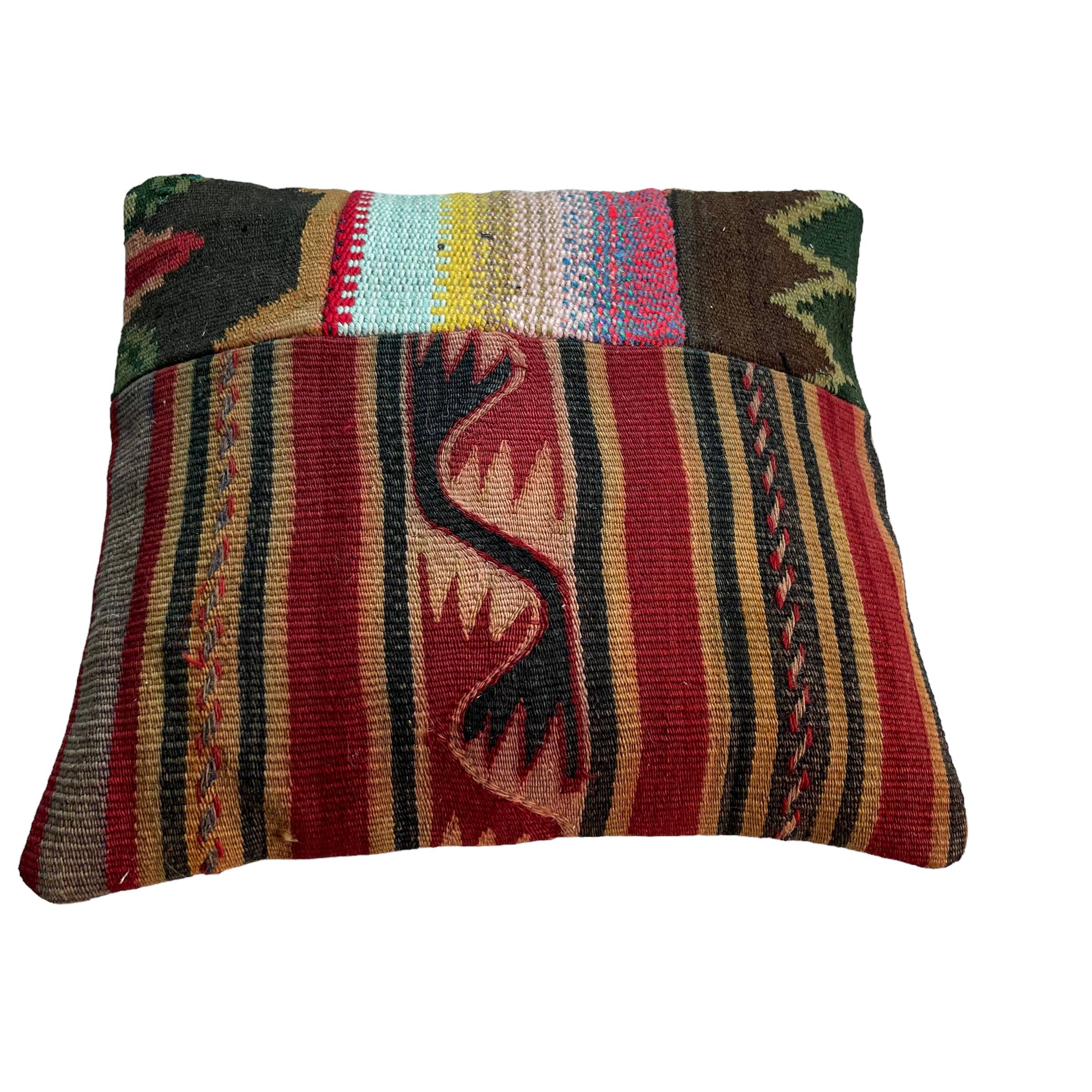 Turkish kilim patchwork cushion cover
