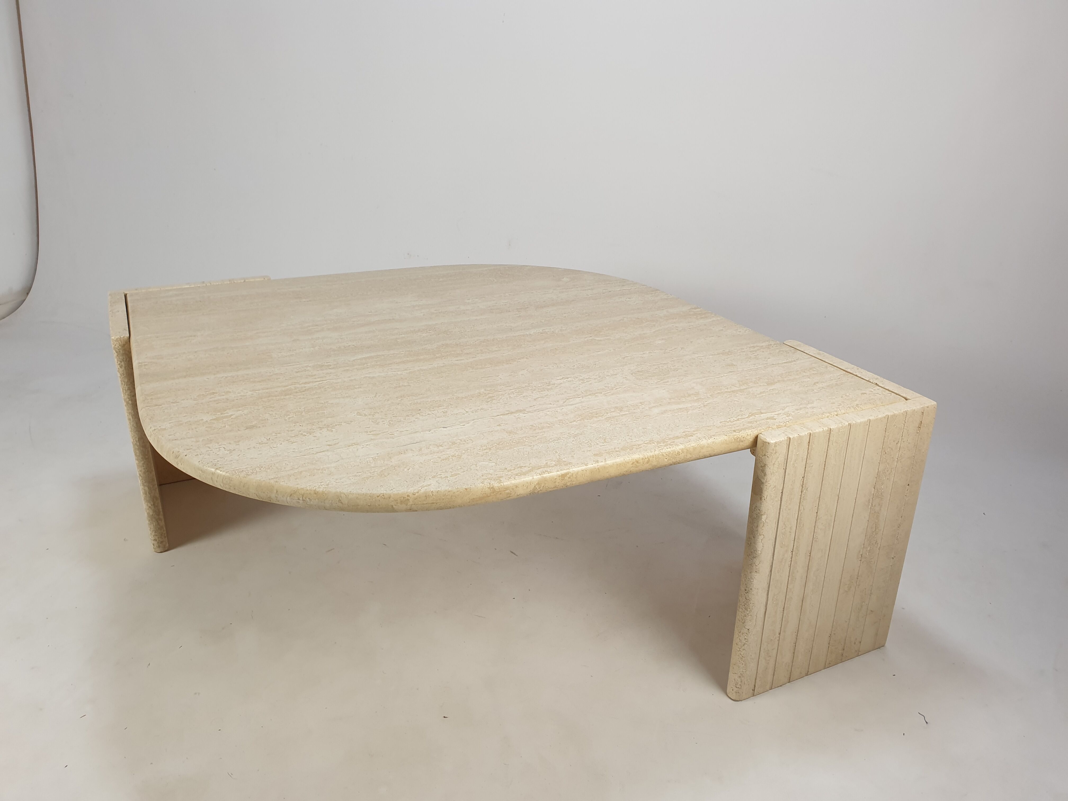 Mid-Century Italian Travertine Coffee Table, 1980's