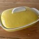 Flat and lid in yellow earthenware from Salins