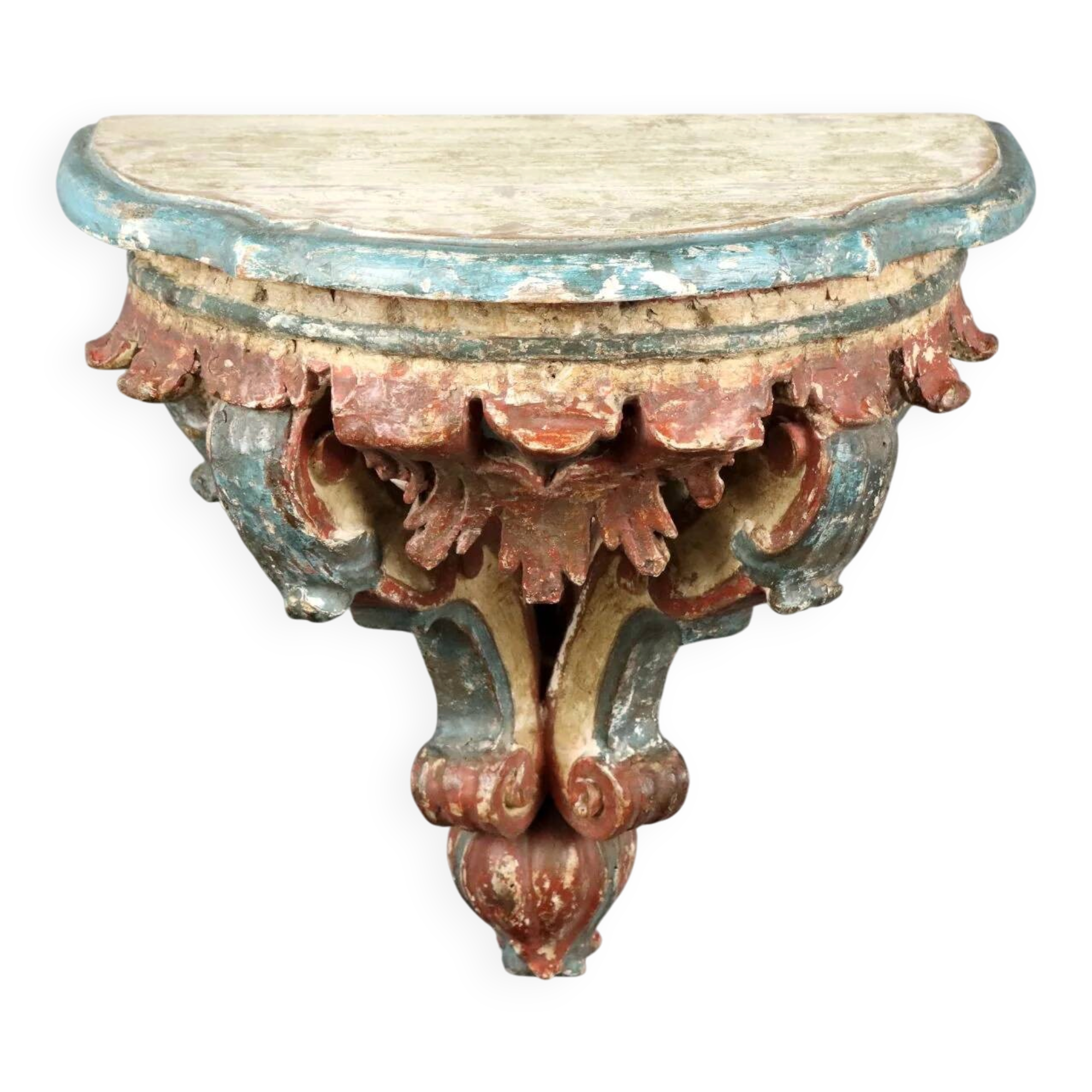 Drop-leaf console in carved wood, 18th century