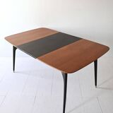 Table extensible vintage en bois foncé et noire
