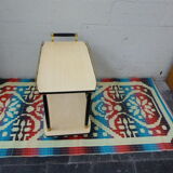 Rolling table vintage and design 1950, wood and gold metal