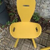 Chaises brutaliste ocre jaune 1960