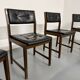 Lot of 6 Scandinavian design chairs in wood and black faux leather an70.