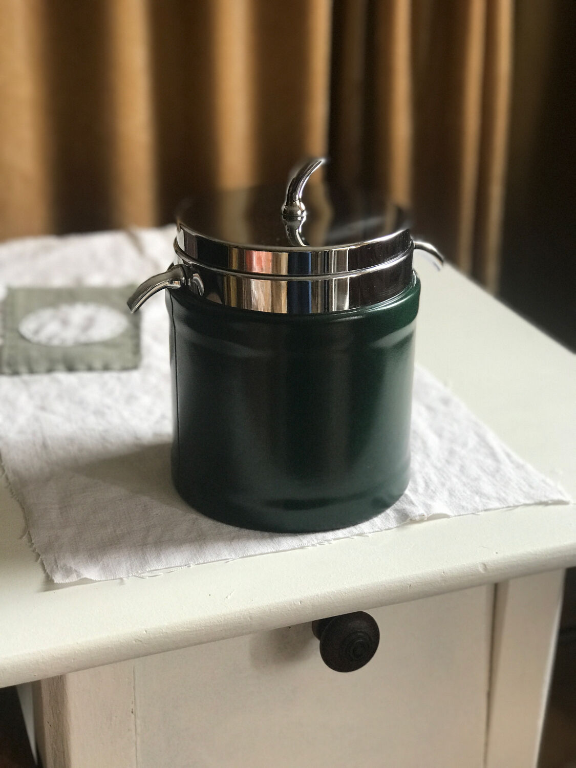 Ice bucket 1970 green leather