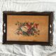Serving tray with floral watercolor signed