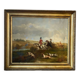 Partie de chasse école anglaise du XIXeme siècle