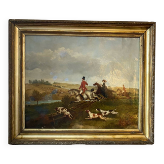 Partie de chasse école anglaise du XIXeme siècle