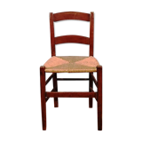 Vintage children's chair in wood and straw