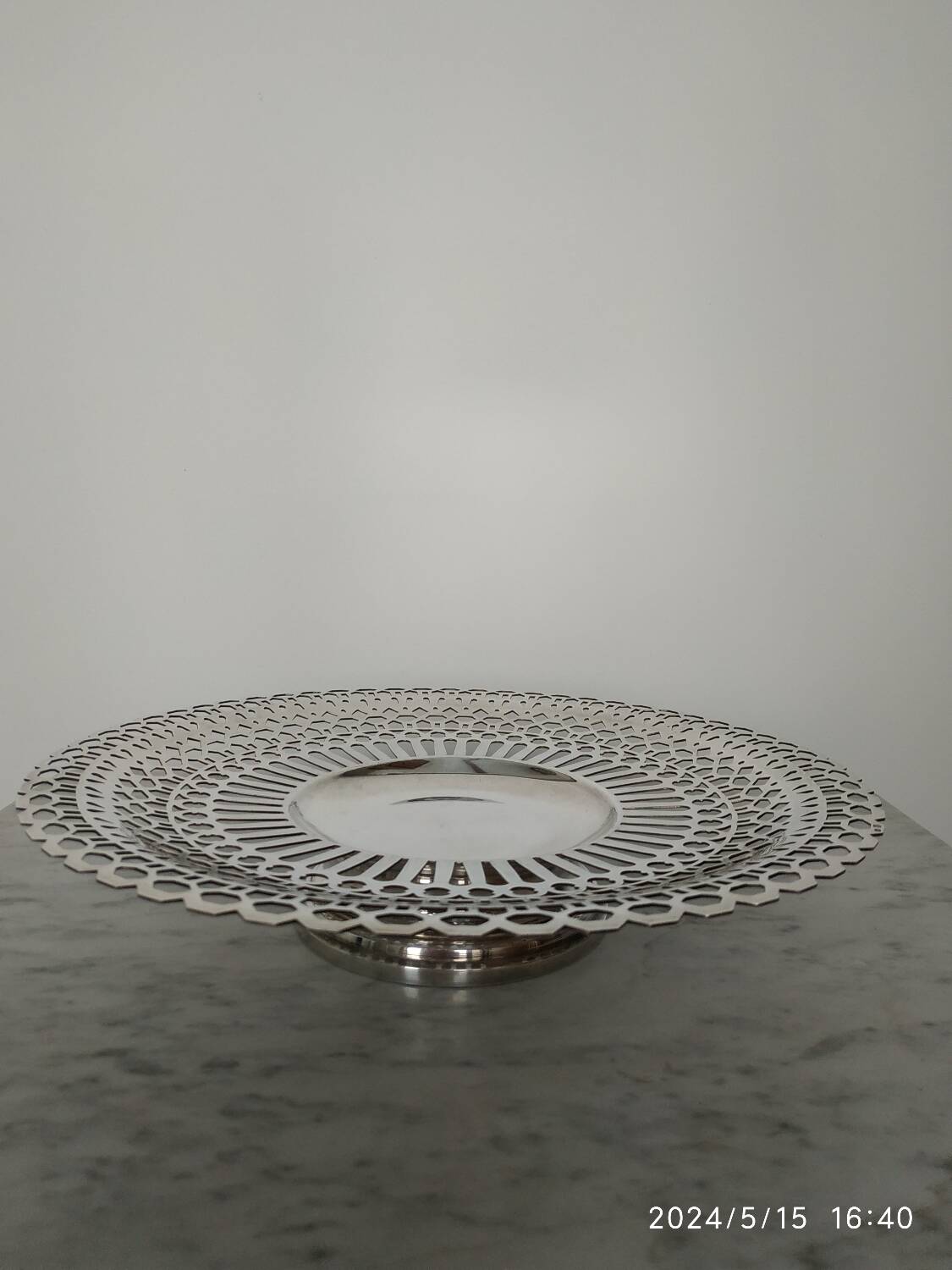 Silver metal pedestal dish
