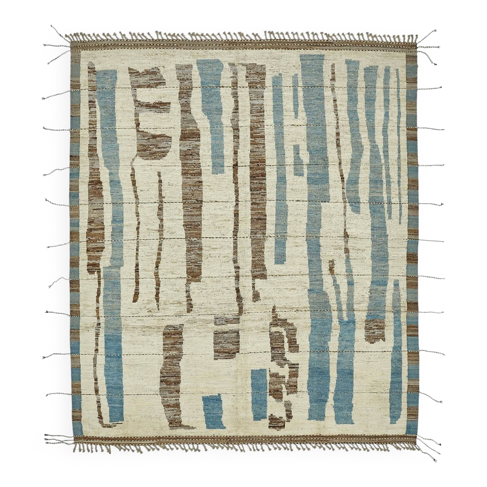 Hand-Knotted Tribal Unique 260 cm x 307 cm Beige Wool Carpet