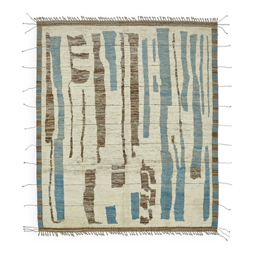 Tapis en laine beige unique tribal fait à la main de 260 cm x 307 cm