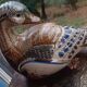 Ceramic signed duck in glazed stoneware, vintage 1960.