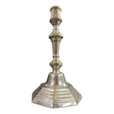 18th century Regency candlestick in silvered bronze with chiseled floral decoration