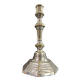 18th century Regency candlestick in silvered bronze with chiseled floral decoration