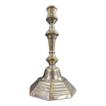 Bougeoir flambeau XVIIIe Régence en bronze argenté à décor floral ciselé