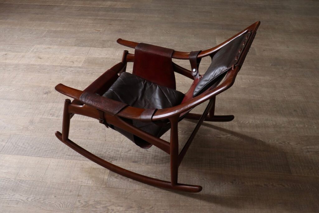 Liceu de Artes e Oficios rocking chair with ottoman, Brazil 1960s