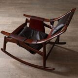 Liceu de Artes e Oficios rocking chair with ottoman, Brazil 1960s