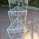 3 nesting tables in white wrought iron. Beveled glass.
