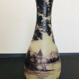 Multi-layer glass vase with acid engraved decoration