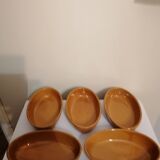 Set of 5 small old enameled terracotta dishes