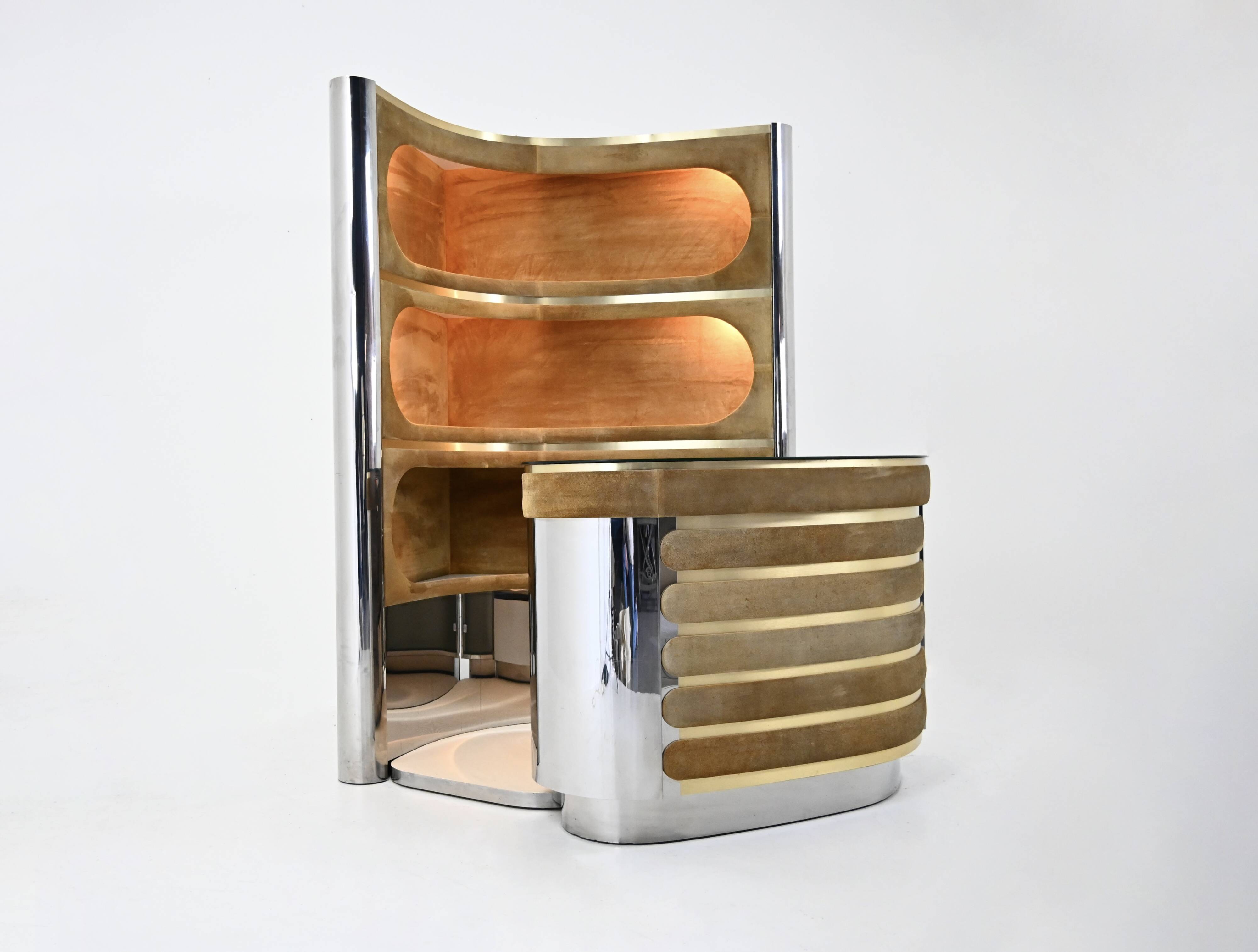 Bar set attributed to Willy Rizzo, 1970s.