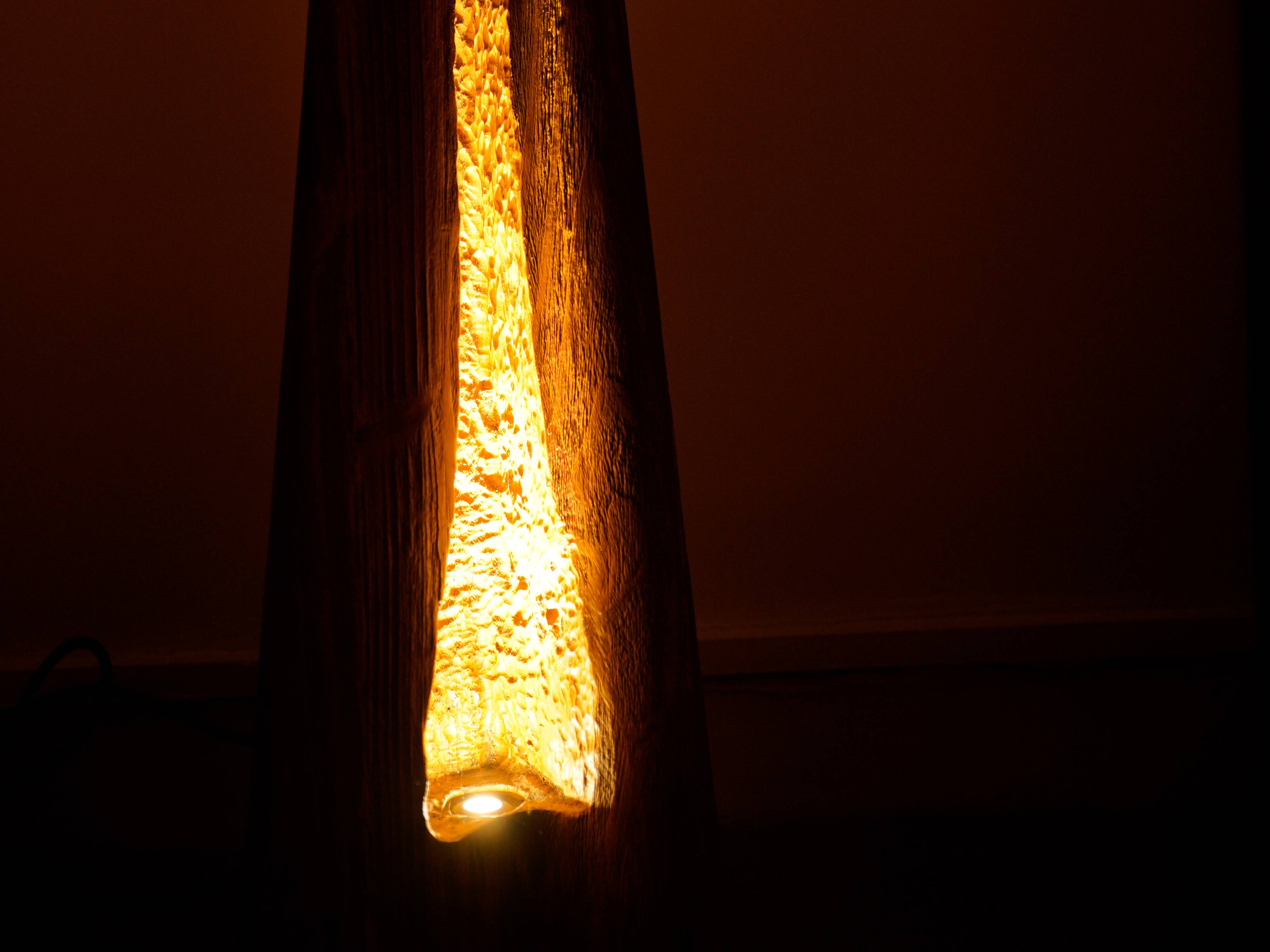 Handmade Mid-Century Modern Light ZENITH Solid Wood Sculptural Floor lamp