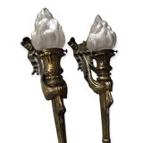 Paire d'appliques flambeaux ou torches bronze XIXème