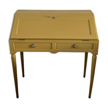 Small secretary desk in Louis XVI style, mustard yellow.